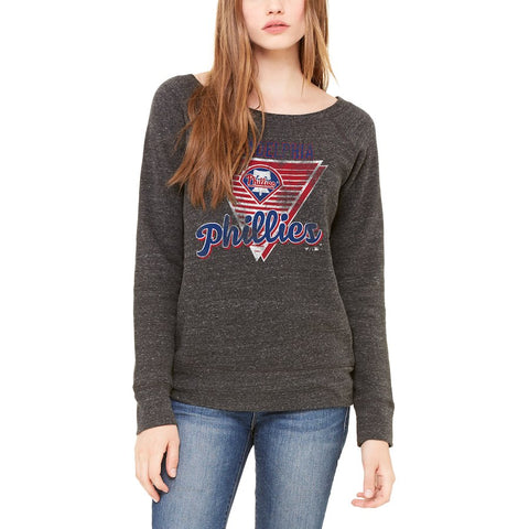 Philadelphia Phillies Let Loose by RNL Women's Eighty Something Wide Neck Sweatshirt - Charcoal
