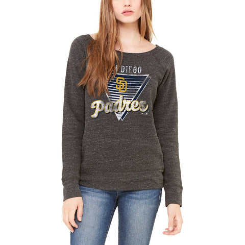 San Diego Padres Let Loose by RNL Women's Eighty Something Wide Neck Sweatshirt - Charcoal