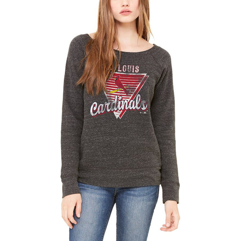 St. Louis Cardinals Let Loose by RNL Women's Eighty Something Wide Neck Sweatshirt - Charcoal