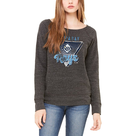 Tampa Bay Rays Let Loose by RNL Women's Eighty Something Wide Neck Sweatshirt - Charcoal