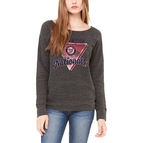 Washington Nationals Let Loose by RNL Women's Eighty Something Wide Neck Sweatshirt - Charcoal