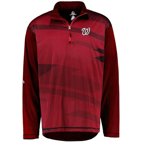 Washington Nationals Majestic Big & Tall Cool Base Quarter-Zip Sweatshirt - Red/Navy