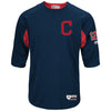 Francisco Lindor Cleveland Indians Majestic Authentic Collection On-Field 3/4-Sleeve Player Batting Practice Jersey - Navy/Red