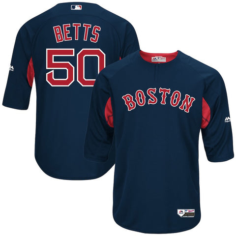 Mookie Betts Boston Red Sox Majestic Authentic Collection On-Field 3/4-Sleeve Player Batting Practice Jersey - Navy