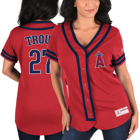 Mike Trout Los Angeles Angels Majestic Women's Absolute Victory Fashion Player Jersey - Red/Navy