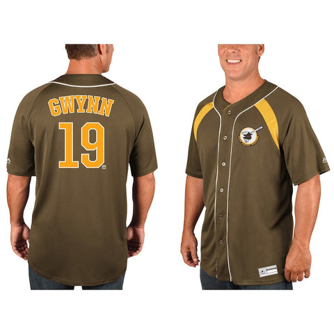 Tony Gwynn San Diego Padres Majestic Cooperstown Collection Peak Power Cool Base Fashion Player Jersey - Brown/Gold