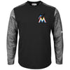 Miami Marlins Majestic Authentic Collection On-Field Tech Fleece Therma Base Pullover Sweatshirt - Black