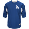 Los Angeles Dodgers Majestic Authentic Collection On-Field 3/4-Sleeve Batting Practice Jersey - Royal/White