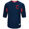 Cleveland Indians Majestic Authentic Collection On-Field 3/4-Sleeve Batting Practice Jersey - Navy/Red