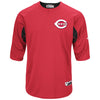 Cincinnati Reds Majestic Authentic Collection On-Field 3/4-Sleeve Batting Practice Jersey - Red/Black