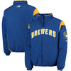 Milwaukee Brewers Majestic On-Field Therma Base Thermal Full-Zip Jacket - Royal/Yellow