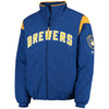 Milwaukee Brewers Majestic On-Field Therma Base Thermal Full-Zip Jacket - Royal/Yellow