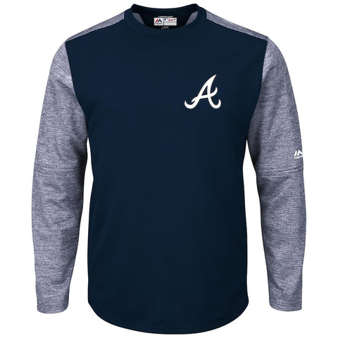 Atlanta Braves Majestic Authentic Collection On-Field Tech Fleece Pullover Sweatshirt - Navy