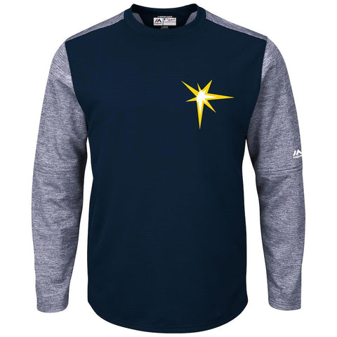 Tampa Bay Rays Majestic Authentic Collection On-Field Tech Fleece Pullover Sweatshirt - Navy