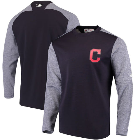 Cleveland Indians Majestic Authentic Collection On-Field Tech Fleece Pullover Sweatshirt - Navy
