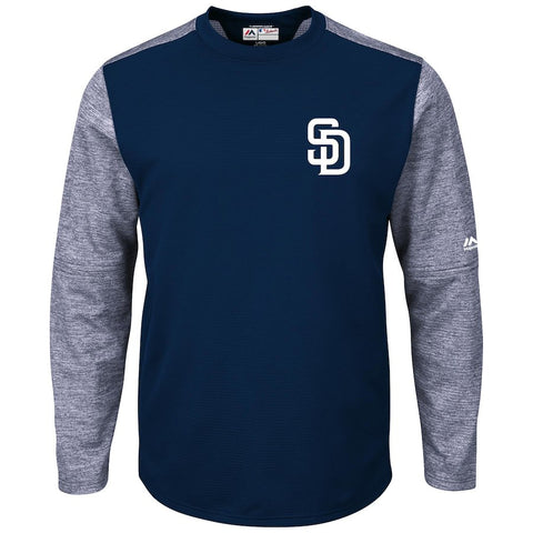 San Diego Padres Majestic Authentic Collection On-Field Tech Fleece Therma Base Pullover Sweatshirt - Navy