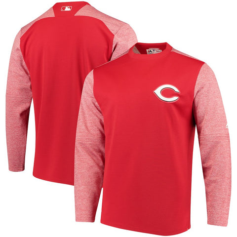 Cincinnati Reds Majestic Authentic Collection On-Field Tech Fleece Pullover Sweatshirt - Red