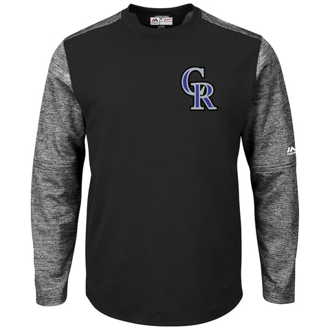 Colorado Rockies Majestic Authentic Collection On-Field Tech Fleece Pullover Sweatshirt - Black