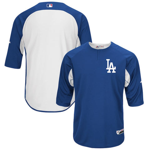 Los Angeles Dodgers Majestic Authentic Collection On-Field 3/4-Sleeve Batting Practice Jersey - Royal/White