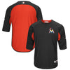 Miami Marlins Majestic Authentic Collection On-Field 3/4-Sleeve Batting Practice Jersey - Black/Orange