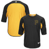 Pittsburgh Pirates Majestic Authentic Collection On-Field 3/4-Sleeve Batting Practice Jersey - Black/Gold