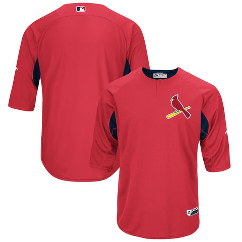 St. Louis Cardinals Majestic Authentic Collection On-Field 3/4-Sleeve Batting Practice Jersey - Red/Navy