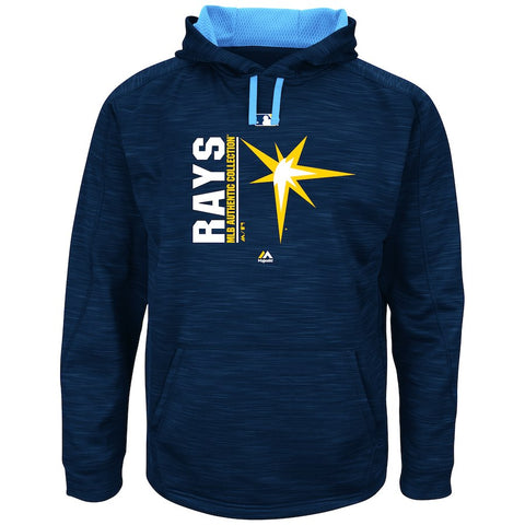 Tampa Bay Rays Majestic Authentic Collection Team Icon Streak Fleece Pullover Hoodie - Navy/Light Blue