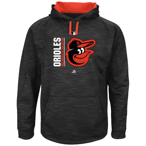 Baltimore Orioles Majestic Authentic Collection Team Icon Streak Fleece Pullover Hoodie - Black/Orange