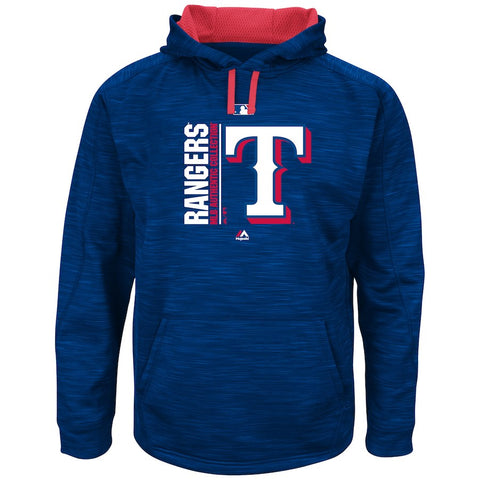 Texas Rangers Majestic Authentic Collection Team Icon Streak Fleece Pullover Hoodie - Royal/Red
