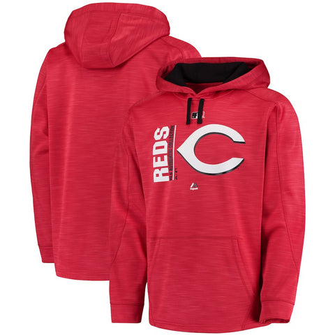 Cincinnati Reds Majestic Authentic Collection Team Icon Streak Fleece Pullover Hoodie - Red/Black