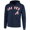 Atlanta Braves Majestic Come Back Win Fleece Full-Zip Hoodie - Navy