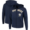 Milwaukee Brewers Majestic Come Back Win Fleece Full-Zip Hoodie - Navy