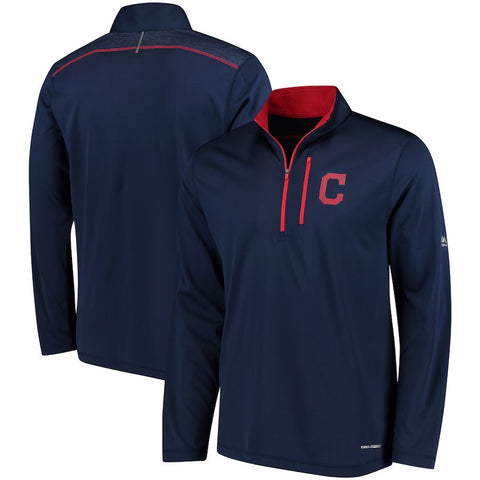 Cleveland Indians Majestic Half-Zip Pullover Top - Navy