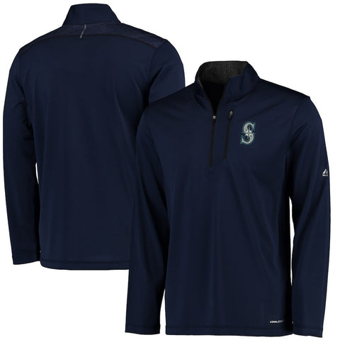 Seattle Mariners Majestic Half-Zip Pullover Top - Navy
