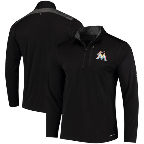 Miami Marlins Majestic Half-Zip Pullover Top - Black