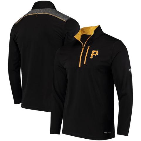 Pittsburgh Pirates Majestic Half-Zip Pullover Top - Black