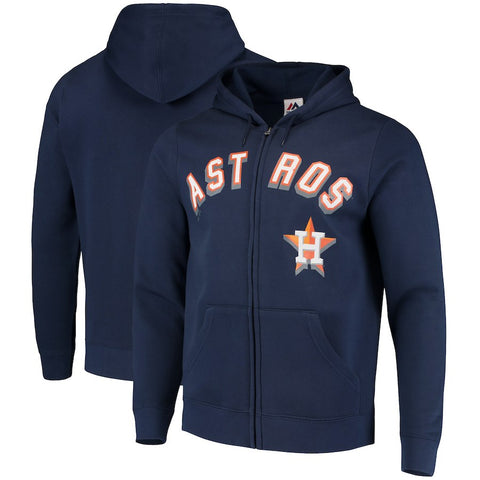 Houston Astros Majestic Come Back Win Fleece Full-Zip Hoodie - Navy