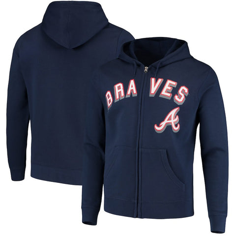 Atlanta Braves Majestic Come Back Win Fleece Full-Zip Hoodie - Navy