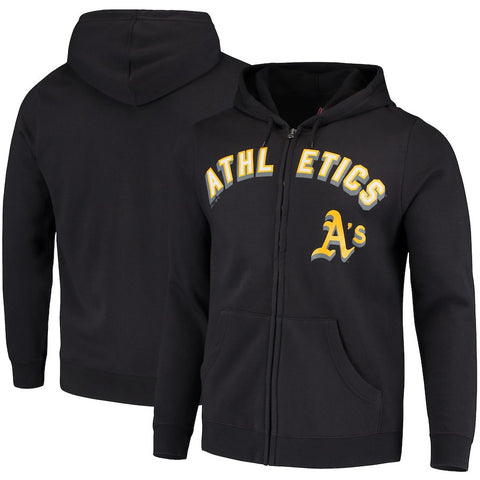 Oakland Athletics Majestic Come Back Win Fleece Full-Zip Hoodie - Black