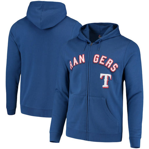 Texas Rangers Majestic Come Back Win Fleece Full-Zip Hoodie - Royal