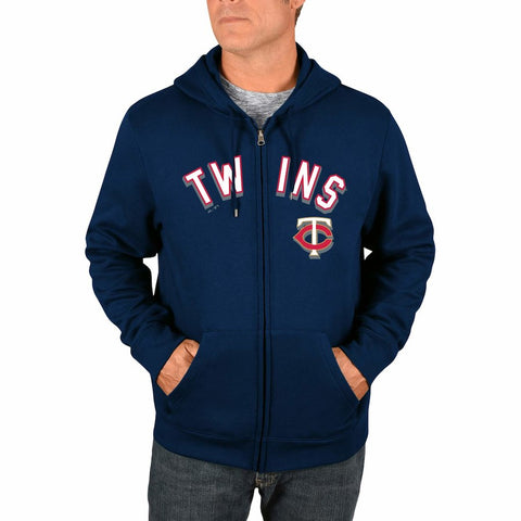 Minnesota Twins Majestic Come Back Win Fleece Full-Zip Hoodie - Navy