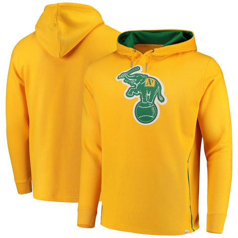 Oakland Athletics Majestic Cooperstown Left/Righty Pullover Hoodie - Yellow/Green