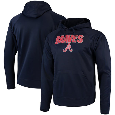 Atlanta Braves Majestic Synthetic Fleece Pullover Hoodie - Navy