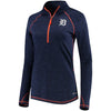Detroit Tigers Majestic Women's Don't Stop Trying Half-Zip Pullover Jacket - Navy/Orange