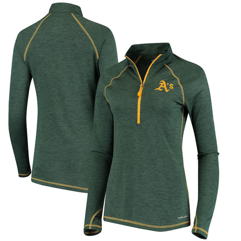 Oakland Athletics Majestic Women's Don't Stop Trying Cool Base Half-Zip Pullover Jacket - Green
