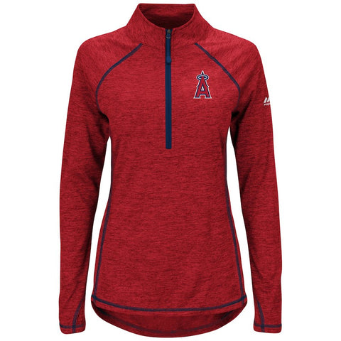 Los Angeles Angels Majestic Women's Don't Stop Trying Half-Zip Pullover Jacket - Red/Navy