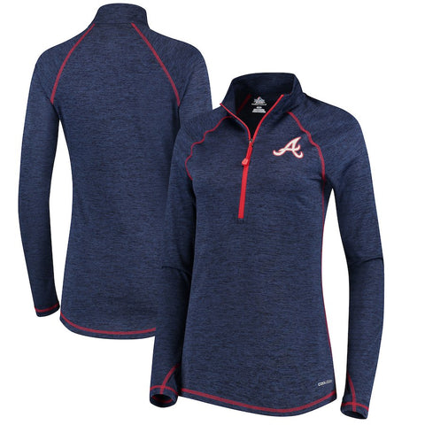 Atlanta Braves Majestic Women's Don't Stop Trying Cool Base Half-Zip Pullover Jacket - Navy