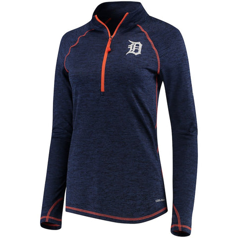 Detroit Tigers Majestic Women's Don't Stop Trying Half-Zip Pullover Jacket - Navy/Orange