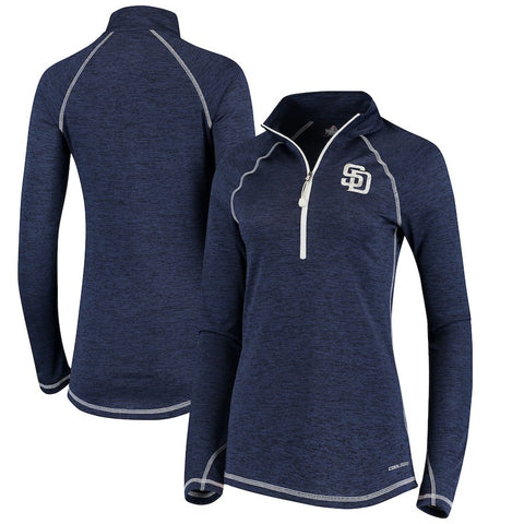 San Diego Padres Majestic Women's Don't Stop Trying Cool Base Half-Zip Pullover Jacket - Navy