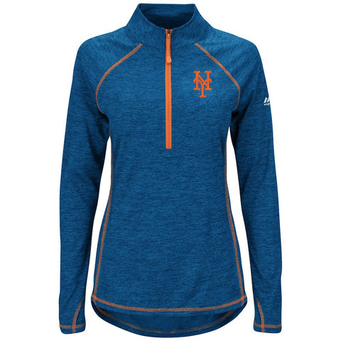 New York Mets Majestic Women's Don't Stop Trying Half-Zip Pullover Jacket - Royal